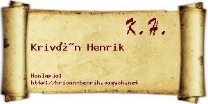 Kriván Henrik névjegykártya